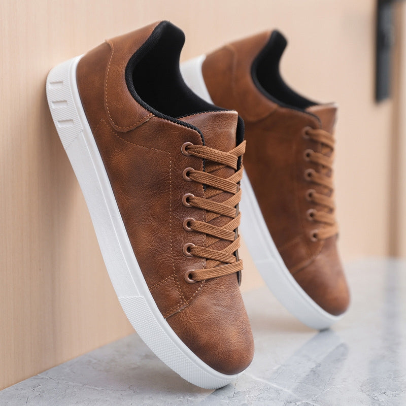 Men’s Low-Top Sneakers with Lace-Up Front and White Sole