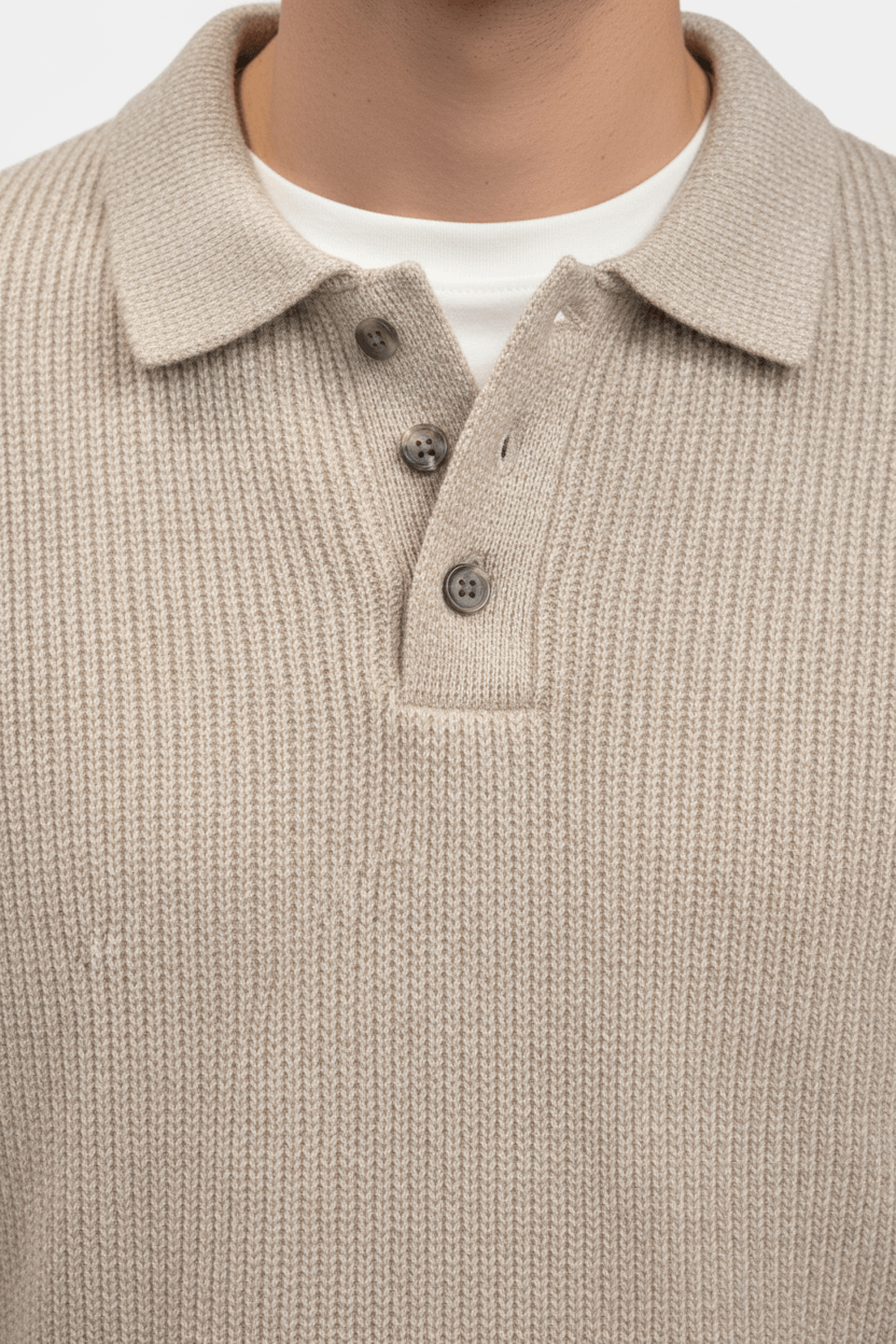 Solorfit | Men’s Knitted Jumper – Polo Collar High Stretch Autumn Winter